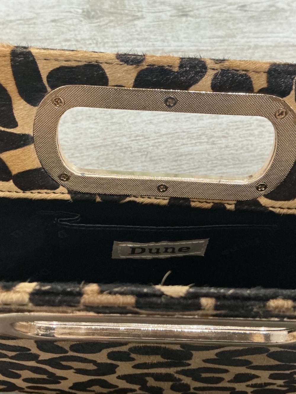 Leopard Print Handheld Clutch Bag - Brown/Black - Picture 7 of 14